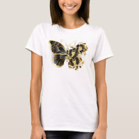 Goldener Schmetterling mit schwarzem Orchid