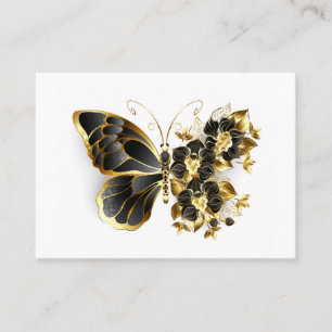 Goldener Schmetterling mit schwarzem Orchid Terminkarte