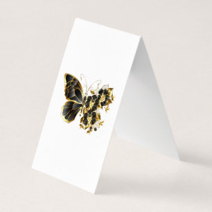 Goldener Schmetterling mit schwarzem Orchid Visitenkarten