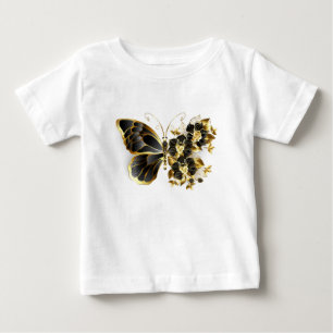 Goldener Schmetterling mit schwarzer Orchidee Baby T-shirt