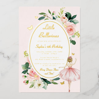 Goldener Schmetterling Rosa Blumenblume Ballerina Folieneinladung