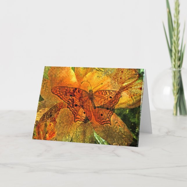 Goldener Schmetterling und Lilie - Karte (Vorderseite)