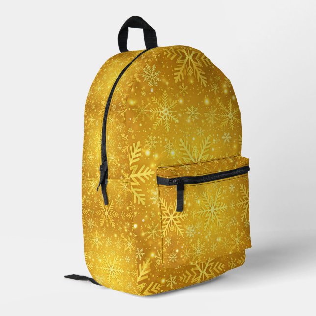 Goldener Schnee Bedruckter Rucksack (Rückseitige Ecke links)