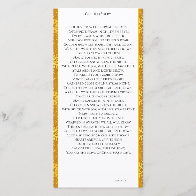 Goldener Schnee Dankeskarte (Vorderseite)