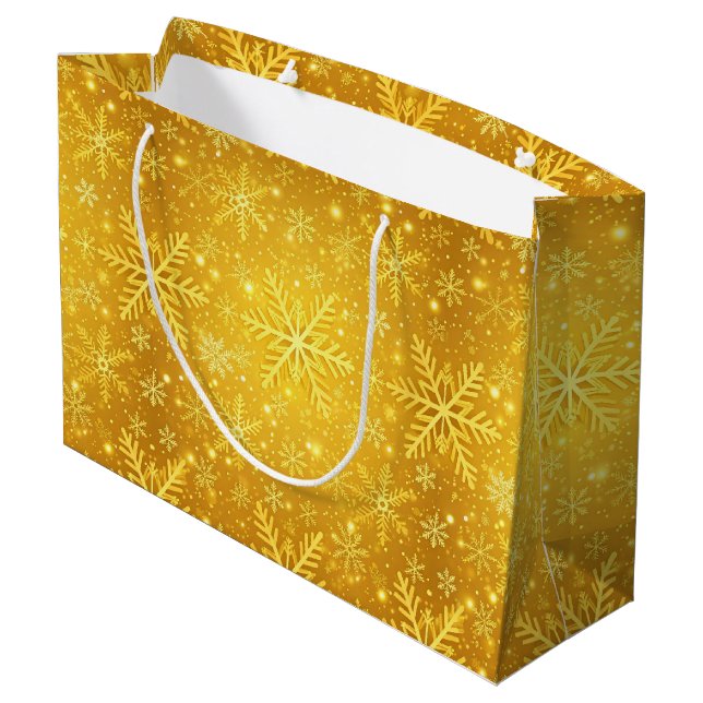 Goldener Schnee Große Geschenktüte (Rückseite Schrägansicht)