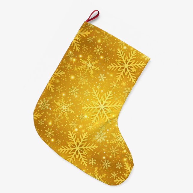 Goldener Schnee Großer Weihnachtsstrumpf (Vorderansicht (hängend))