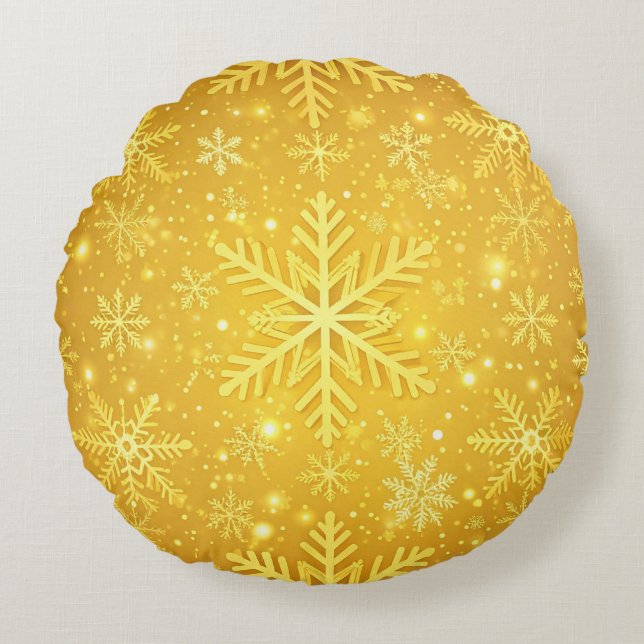 Goldener Schnee Rundes Kissen (Vorderseite)