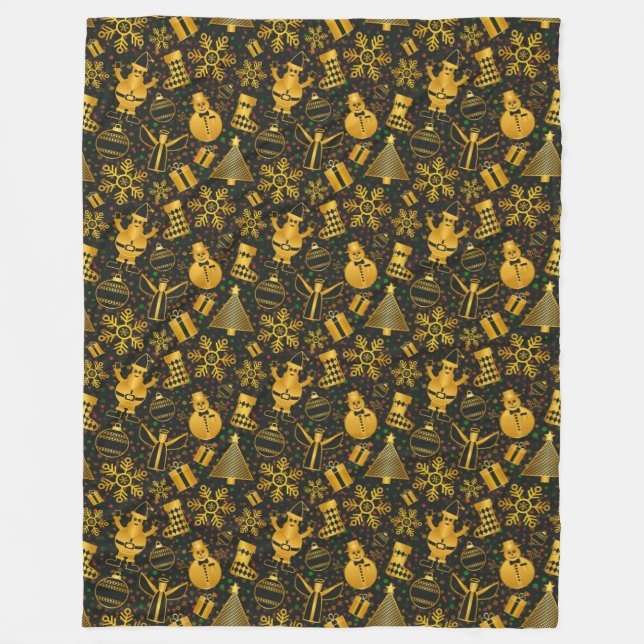 goldener Schneemann Pullover Fleecedecke (Vorderseite)