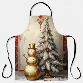Goldener Schneemann Weihnachtsbaum Feiertags-Schür Schürze
