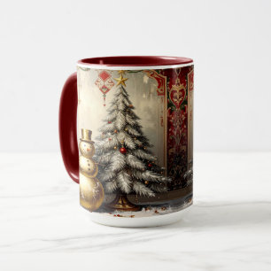 Goldener Schneemann Weihnachtsbaum Feiertagsbecher Tasse