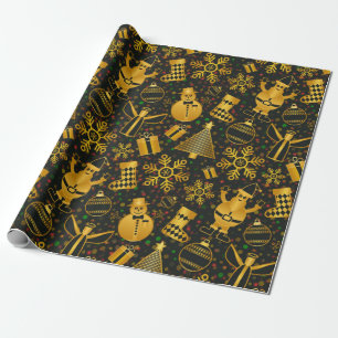 goldener Schneemann Weihnachtspapier Geschenkpapier