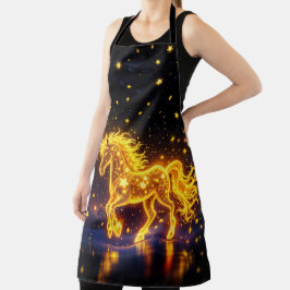 Goldener, schöner Einhorn-Glanz niedlicher Zaubern Schürze