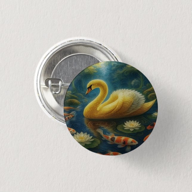 Goldener Schwan-Knopf Button (Vorne & Hinten)