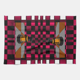 Goldener schwarzer Drache-Ritter-Schach-Entwurf 3D Handtuch