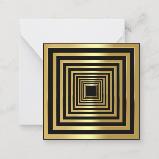 Goldener schwarzer Quadrat mit elegantem 3D-Effekt Mitteilungskarte (Vorderseite)