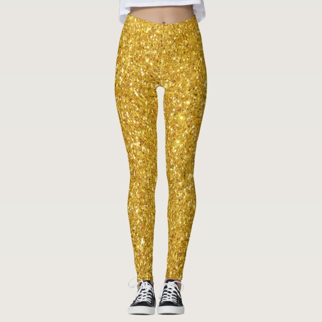 Goldener Sequenzeffekt Frauen Leggings (Vorderseite)
