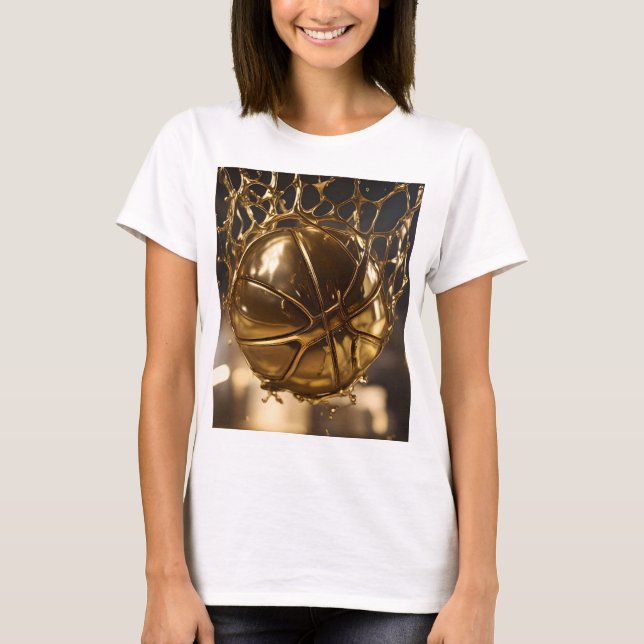 Goldener Sieg: Netball in einem glänzenden Netz ge T-Shirt (Vorderseite)