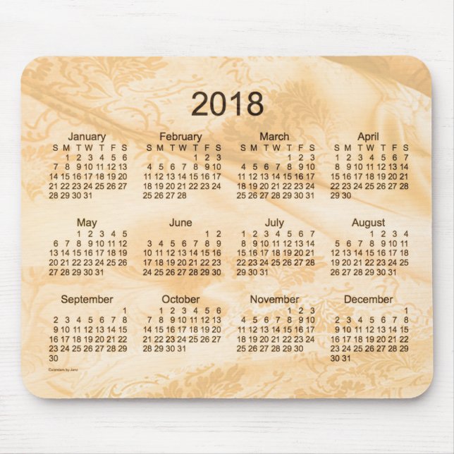 Goldener Silk Kalender 2018 durch Janz Mousepad (Vorne)