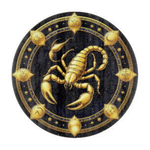 Goldener Skorpion-Zodiac-Design mit Ornamenten Schneidebrett