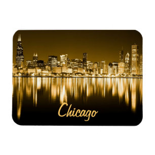 Goldener Skyline-Magnet Chicago Magnet