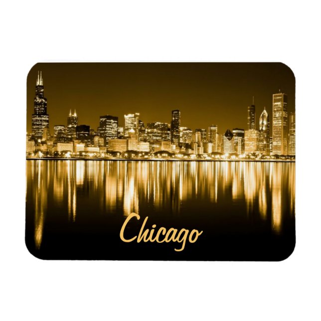 Goldener Skyline-Magnet Chicago Magnet (Horizontal)