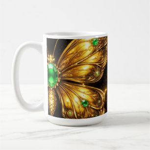 Goldener Smaragd-Kristall-Schmetterling Kaffeetasse