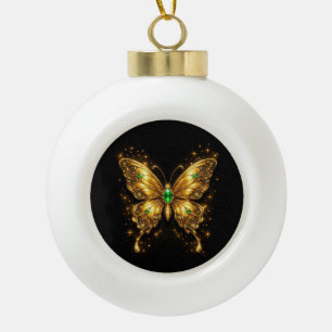 Goldener Smaragd-Kristall-Schmetterling Keramik Kugel-Ornament