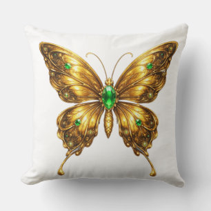 Goldener Smaragd-Kristall-Schmetterling Kissen
