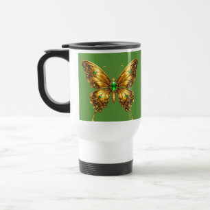 Goldener Smaragd-Kristall-Schmetterling Reisebecher