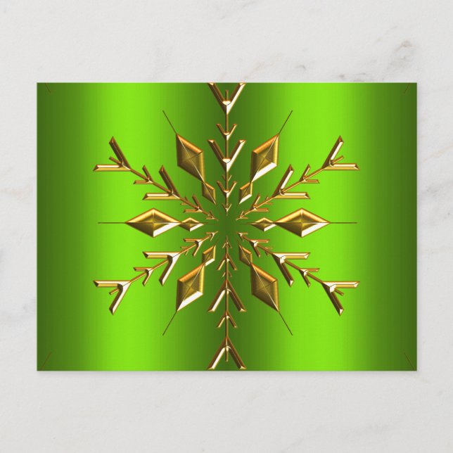 Goldener Snowflake-Stern zu Grünen Weihnachten Postkarte (Vorderseite)