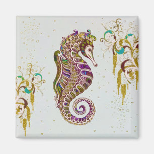 Goldener Sommer Regenbogen Seepferd Glitter Magnet