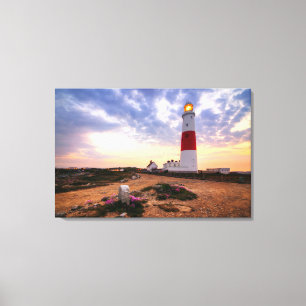 Goldener Sonnenaufgang an Leuchtturm Portlands Leinwanddruck