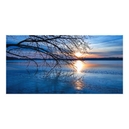 Goldener Sonnenaufgang über dem See Fotodruck