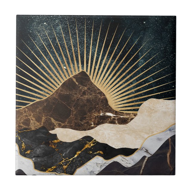 Goldener Sonnenaufgang über den Marmorbergen und S Fliese (Vorderseite)