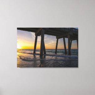 Goldener Sonnenaufgang unter Pensacola Pier Leinwa Leinwanddruck