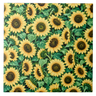 Goldener Sonnenblumengarten Fliese
