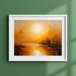 Goldener Sonnenuntergang Abstrakte Landschaft Wand Poster