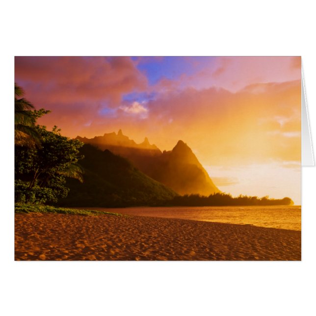 Goldener Sonnenuntergang am Strand, Hawaii (Vorderseite (Horizontal))