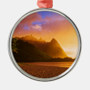 Goldener Sonnenuntergang, Hawaii Silbernes Ornament