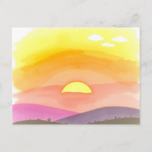 Goldener Sonnenuntergang Horizont Landschaftspostk Postkarte