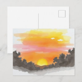 Goldener Sonnenuntergang Horizont Landschaftspostk Postkarte