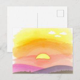 Goldener Sonnenuntergang Horizont Landschaftspostk Postkarte