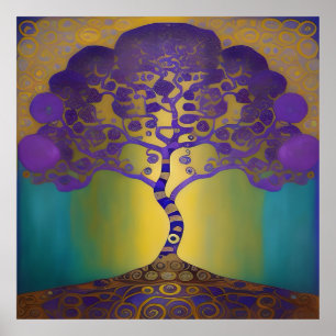 Goldener Sonnenuntergang im Klimt-Stil Poster