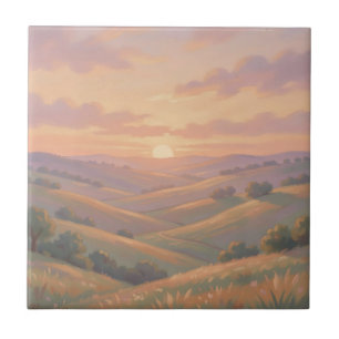 Goldener Sonnenuntergang Rollende Hügel Pastell-La Fliese