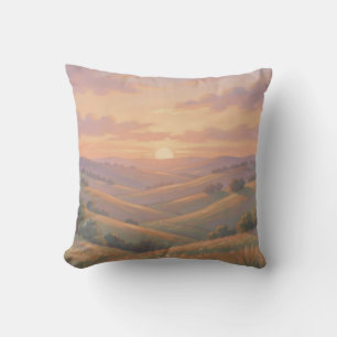 Goldener Sonnenuntergang Rollende Hügel Pastell-La Kissen