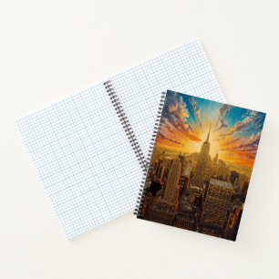 Goldener Sonnenuntergang über der Skyline von New  Notizbuch