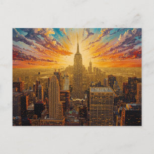 Goldener Sonnenuntergang über der Skyline von New Postkarte