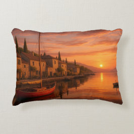 Goldener Sonnenuntergang über Küstendorf Dekokissen