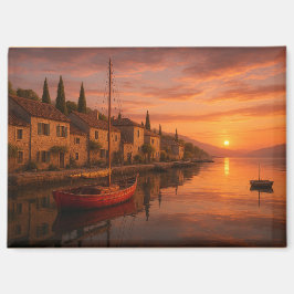 Goldener Sonnenuntergang über Küstendorf Magnet