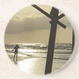 Goldener Spaziergang Getränkeuntersetzer